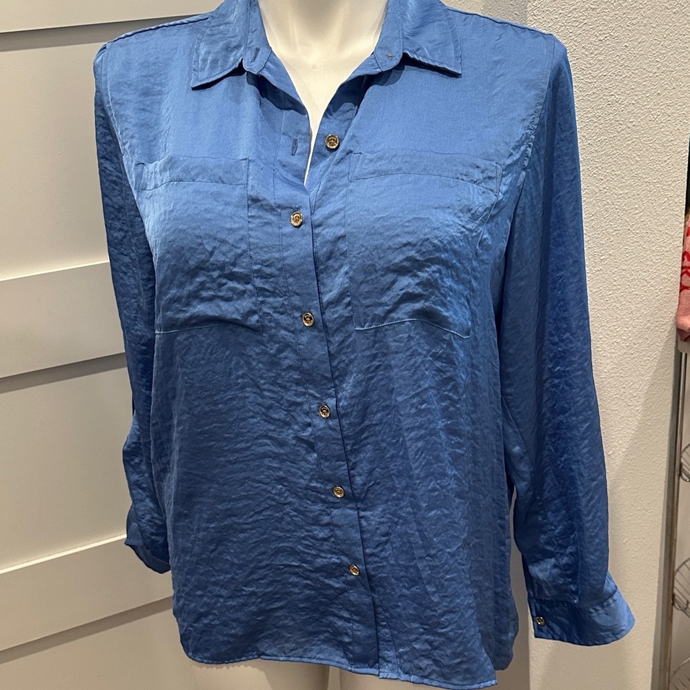MICHAEL Michael Kors Oxford Blue Button-Down Blouse